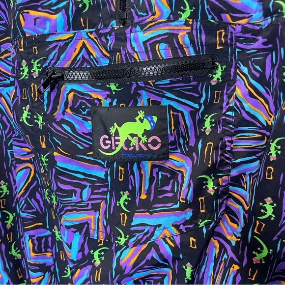 Gecko Hawaii Vintage Retro 80’s 90’s Throwback Windbreaker Rain Jacket Unisex - Picture 2 of 5